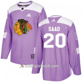 Män Ishockey Chicago Blackhawks Tröja Brandon Saad 20 Adidas 2017-2018 Lila Fights Cancer Practice Authentic
